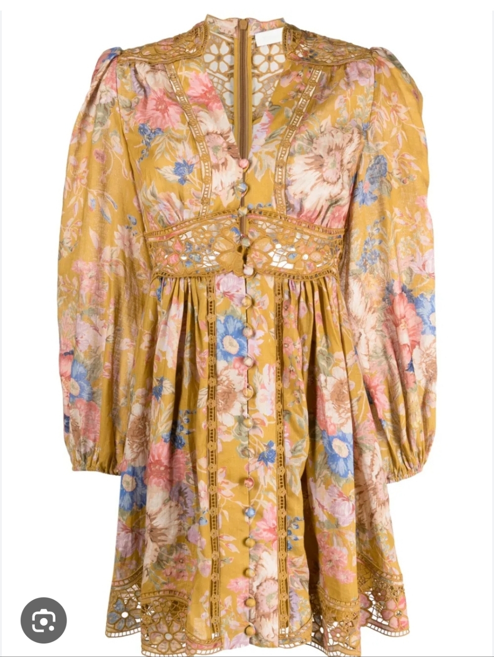 Zimmermann August Plunge Mini Dress – Size 2 – Luxury Floral Linen ✨